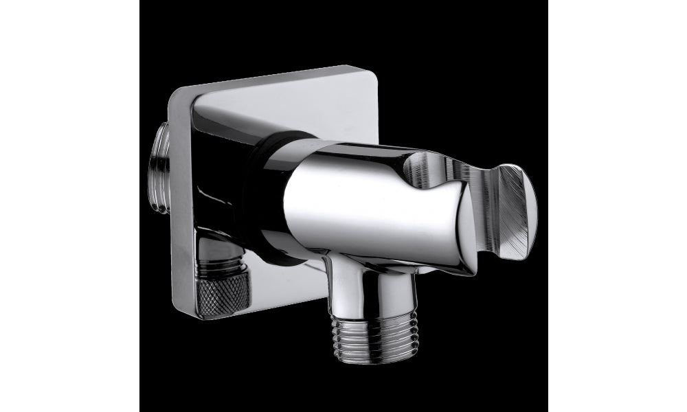 SUPPORTO DOCCIA IN OTTONE CON PRESA ACQUA CON ROSONE QUADRO ATTACCO 1/2M X 1/2