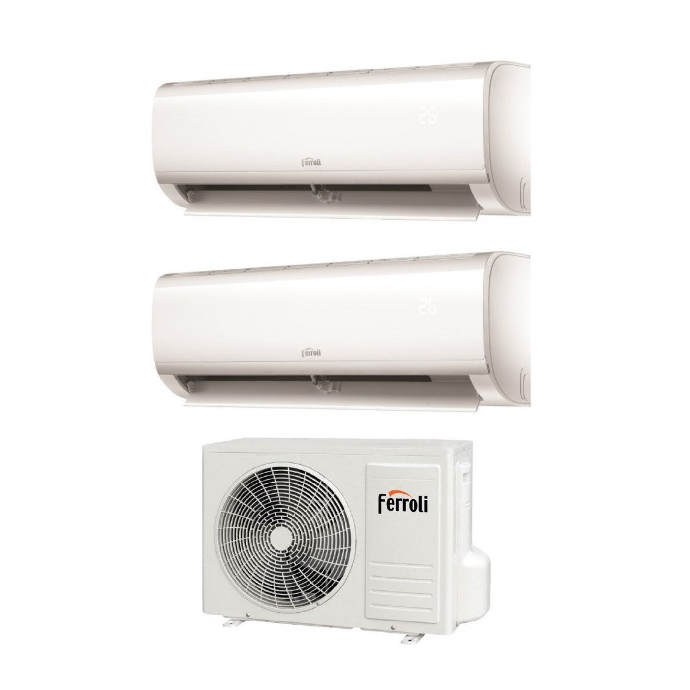 Condizionatore Climatizzatore Ferroli Dual Split Inverter R-32 Serie Ambra M 9000+12000 BTU Wi-Fi Con 2CP001AF 18-2