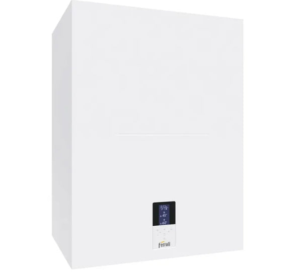 Caldaia a Condensazione Ferroli Modello BLUEHELIX HITECH RRT 34 K 50 Con Bollitore 50 Litri Metano/GPL 34 kW Cod. 0T4T7AWA - Completa di Kit Scarico Fumi