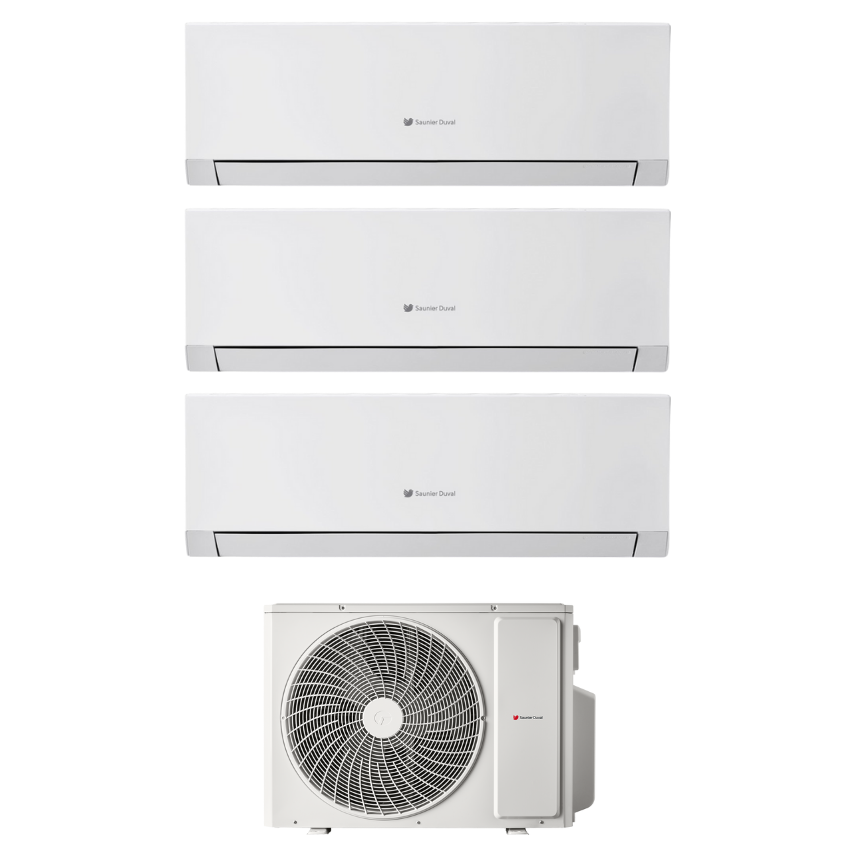 Condizionatore Climatizzatore Hermann Saunier Duval Trial Split Inverter R-32 VivAir Max 7000+9000+9000 BTU Con SDH1-080MNA4O Wi-Fi Integrato