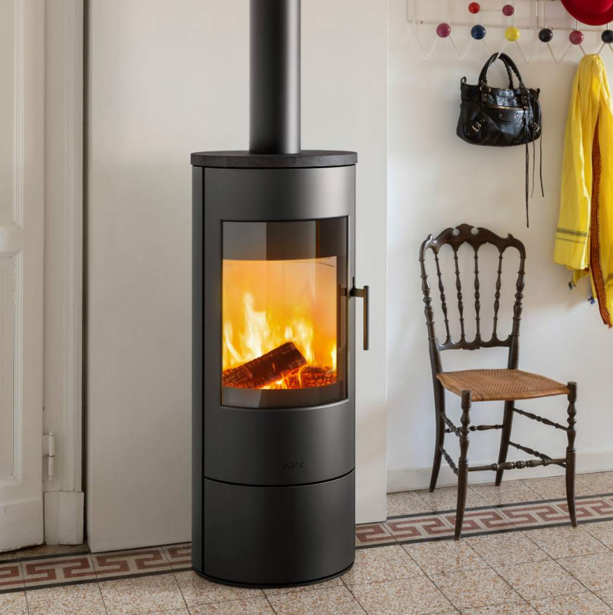Stufa a Legna Rotonda MCZ RAYHA STEEL In Metallo Black Da 8 Kw