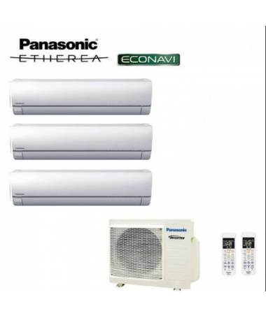 Image of Condizionatore Climatizzatore Panasonic trial split inverter Etherea White R-32 Wi-Fi con Econavi 9000+9000+18000+CU-3Z68TBE