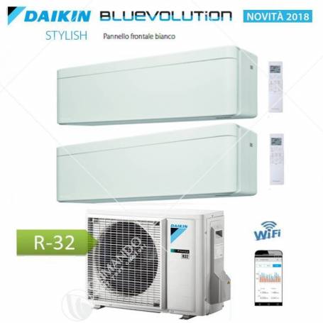 Condizionatore Daikin Bluevolution Dual Split Inverter Stylish White R-32 WI-FI 7000+9000 Con 2MXM40M