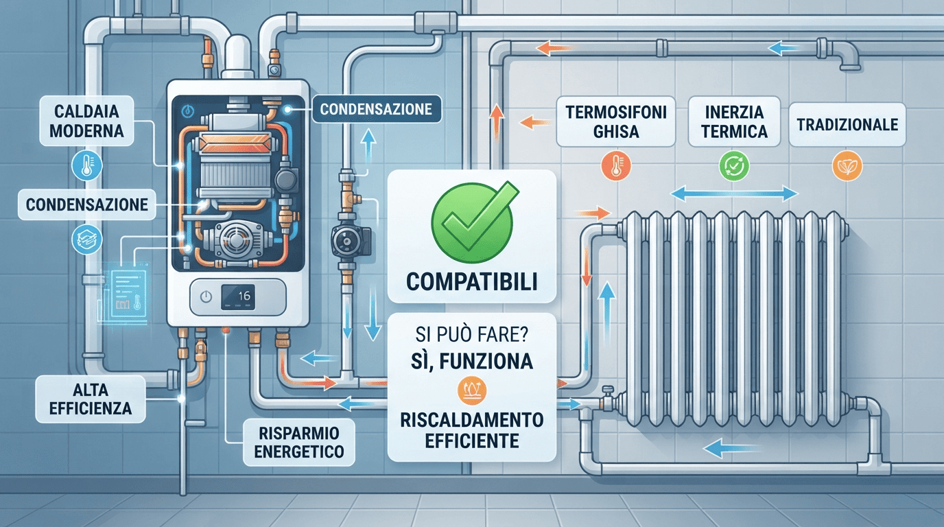 Caldaia a condensazione con termosifoni in ghisa: si può fare?