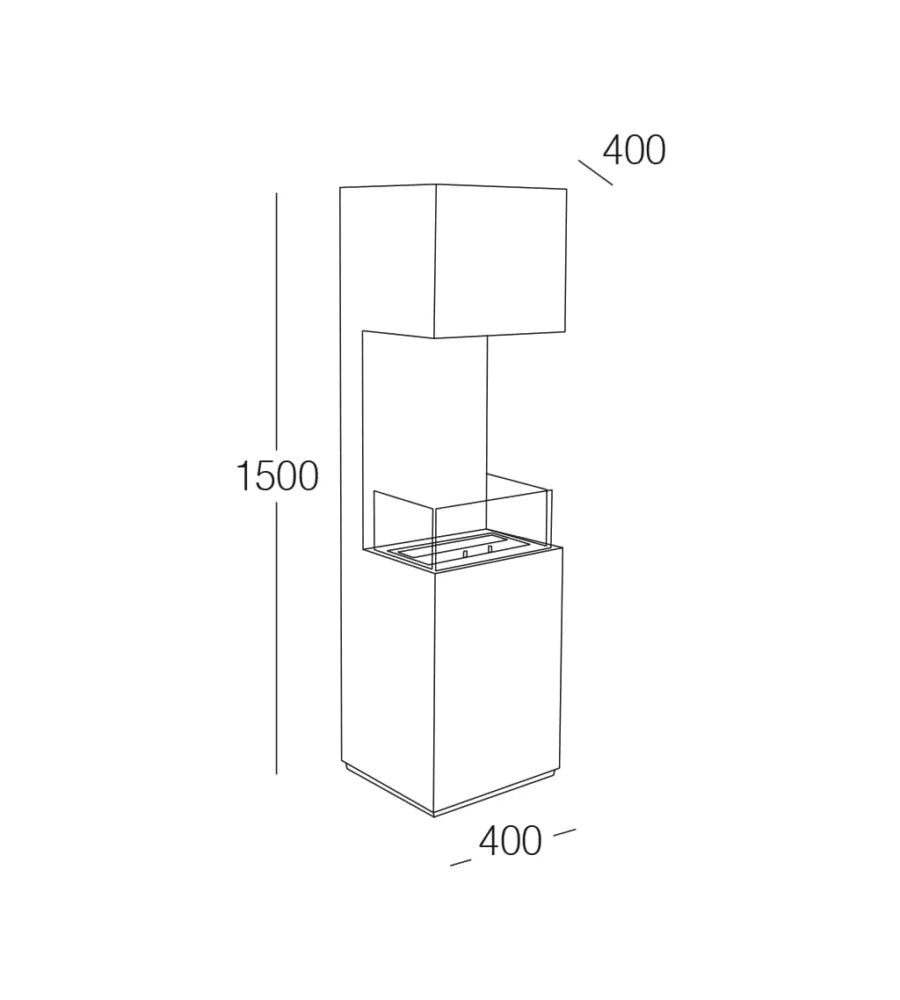 Cheminée à bioéthanol murale TECNOAIR SYSTEM Ruby, modèle VERONA 3,0 kW - Blanche