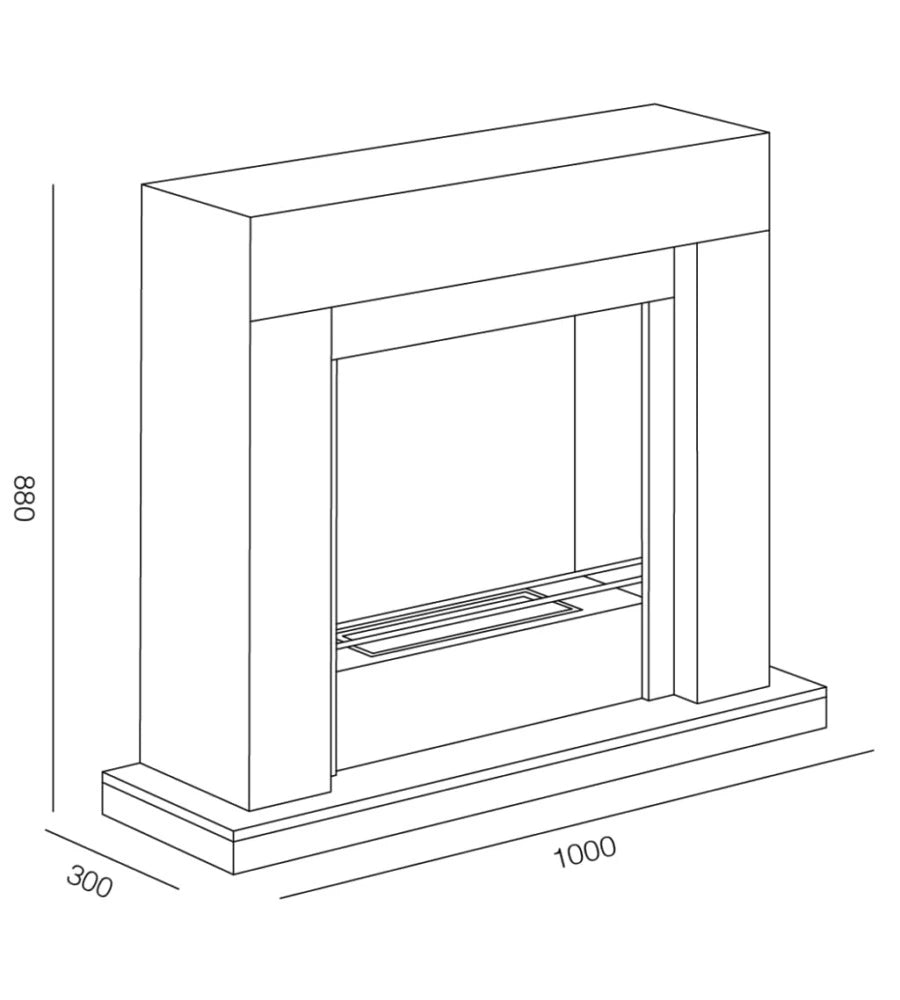 TECNOAIR SYSTEM Camino a Bioetanolo Ruby da Pavimento Modello UDINE Da 2,5 kW - Colore Bianco
