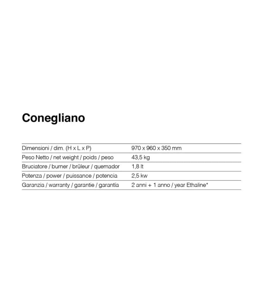 TECNOAIR SYSTEM Camino a Bioetanolo Ruby da Pavimento Modello CONEGLIANO Da 2,5 kW - Colore Bianco