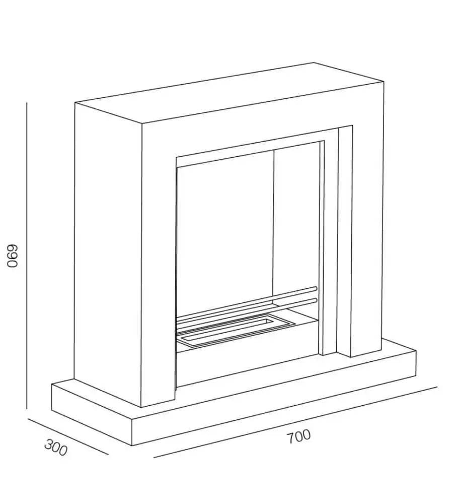 TECNOAIR SYSTEM Camino a Bioetanolo Ruby da Pavimento Modello CAMOGLI Da 2,0 kW - Colore Bianco