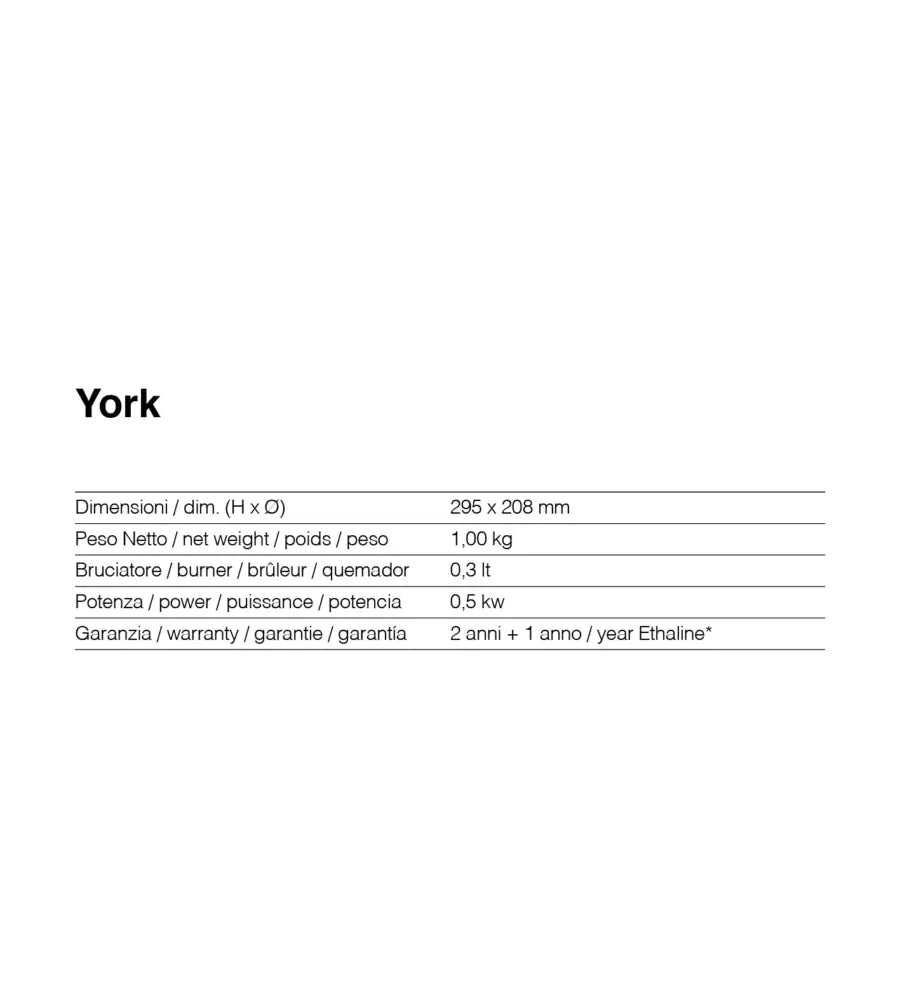 TECNOAIR SYSTEM Camino a Bioetanolo Ruby da Tavolo Modello YORK Da 0,5 kW - Colore Nero