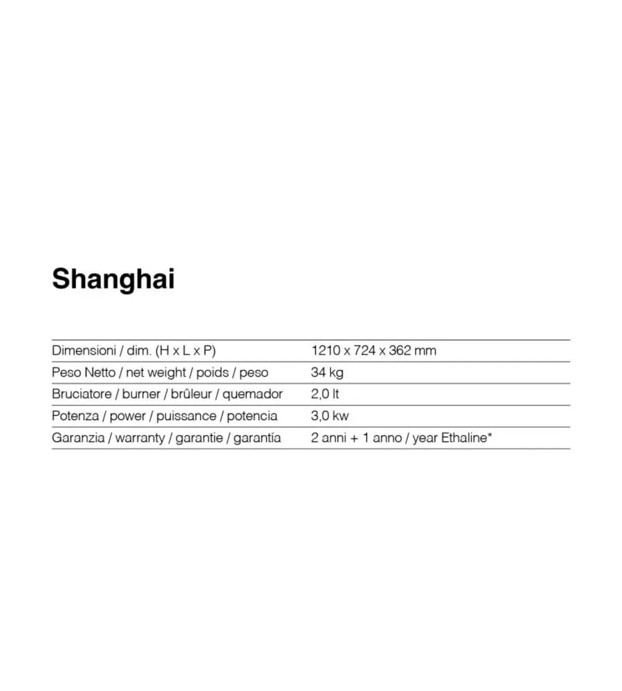 TECNOAIR SYSTEM Camino a Bioetanolo Ruby da Pavimento Modello SHANGHAI Da 3,0 kW - Colore Nero