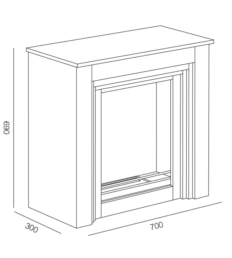 TECNOAIR SYSTEM Camino a Bioetanolo Ruby da Pavimento Modello FALCADE Da 2,0 kW - Colore Bianco
