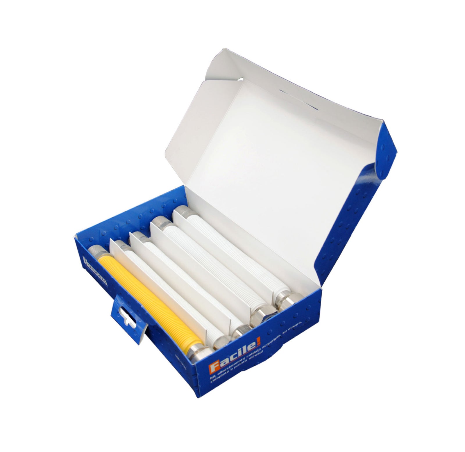 Kit chaudière Tecnogas avec tuyaux extensibles universels en acier inoxydable pour eau et gaz, code 16178