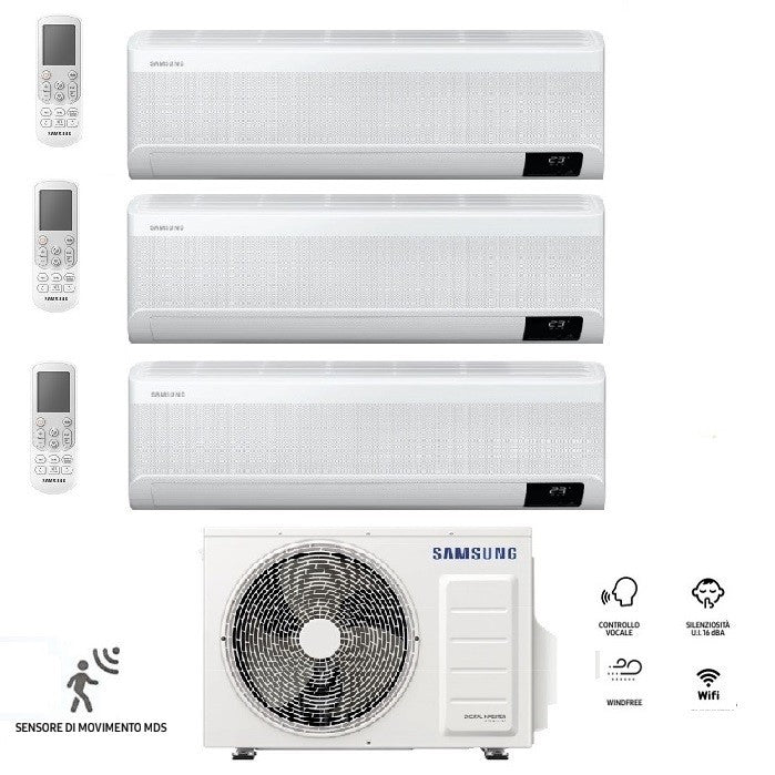 Condizionatore Climatizzatore Samsung Trial Split Inverter Windfree Elite S2 R-32 Wi-Fi 7000+9000+12000 BTU Con AJ052TXJ3KG/EU