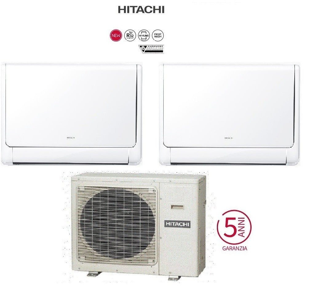 Condizionatore Climatizzatore Hitachi Dual Split Akebono a Pavimento R32 9000+12000 BTU Con  RAM-G43N2HA(B)E Wi-Fi Optional