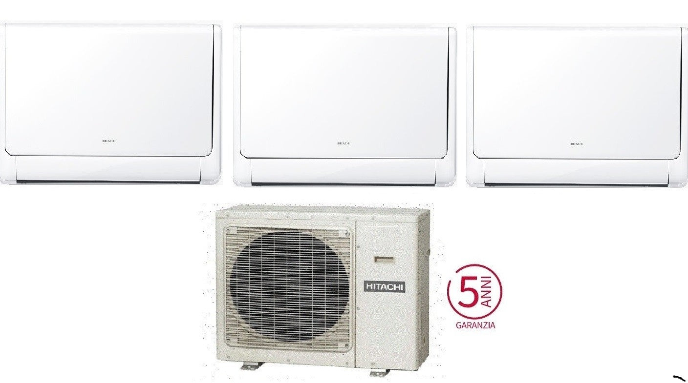 Condizionatore Climatizzatore Hitachi Trial Split Akebono a Pavimento R32 9000+9000+12000 BTU Con RAM-G55N2HA(B)E Wi-Fi Optional