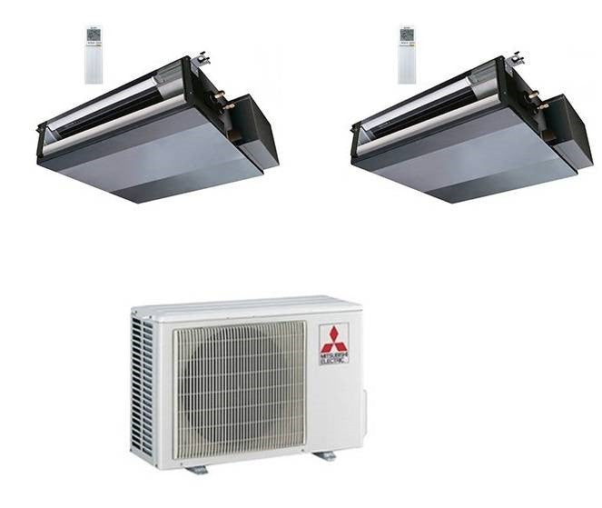 Condizionatore Climatizzatore Mitsubishi Electric Dual Split Canalizzabile 12000+12000 BTU Con MXZ-2F53VF4 Wi-Fi Optional