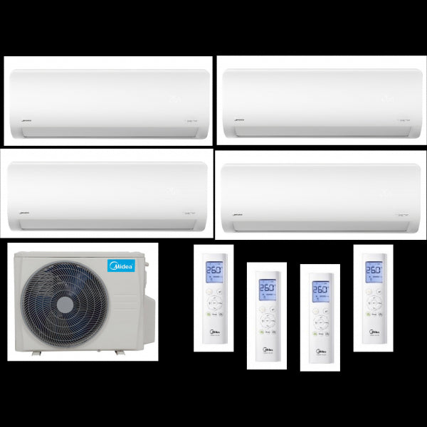 Condizionatore Climatizzatore Midea Quadri Split Inverter R-32 Wi-Fi Xtreme Pro 9000+9000+12000+12000 BTU Con M4OE-28HFN8-Q