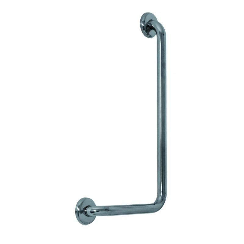 CORRIMANO SINISTRO A 90° IN ACCIAIO INOX LUCIDO 30 X 60 CM