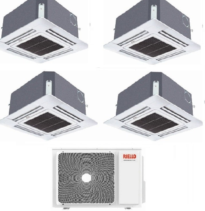 Riello Quadri Split Cassette Air Conditioner SET AMK P R-32 9000+12000+12000+12000 BTU With MULTI 485 PI