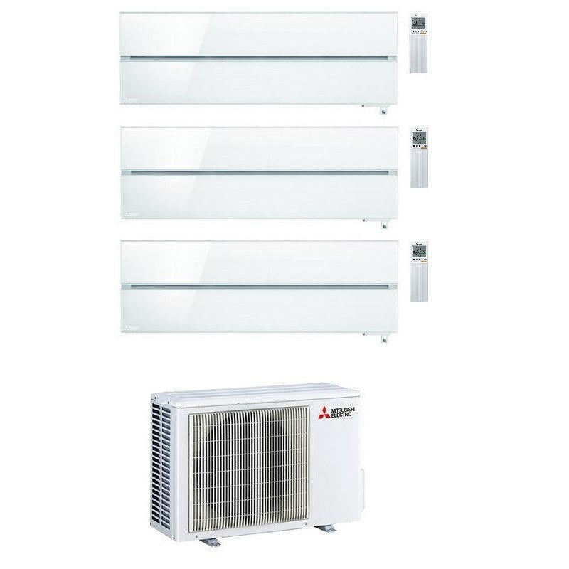 Mitsubishi Electric Trial Split Kirigamine Style Pearl White R-32 9+12+12 BTU Air Conditioner with Integrated Wi-Fi MXZ-3F68VF4