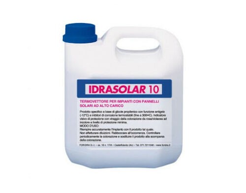 IDRASOLAR 10 Antigel prémélangé pour le remplissage des systèmes avec panneaux solaires à circulation naturelle de 5 et 25 kg