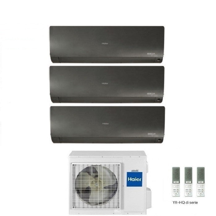 Condizionatore Climatizzatore Haier Trial Split Inverter Flexis Plus Black R-32 7000+9000+12000 Con 3U55S2SR5FA Wi-Fi Integrato