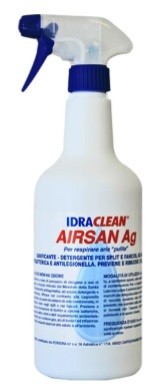 Idraclean Airsan AG pour le nettoyage et la désinfection des climatiseurs split, des ventilo-convecteurs et des surfaces sans laisser d'odeurs désagréables 750 ml