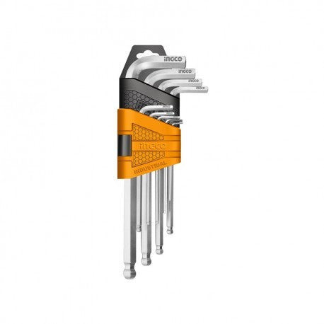 INGCO Assortimento di 9 Chiavi Esagonali Torx Con Foro Extra Lunghe