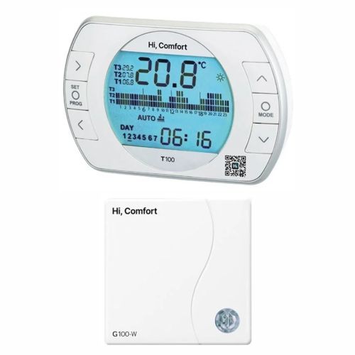 Cronotermostato Beretta Modello Hi, Comfort T100 Wi-Fi 20193354 Cronotermostato Universale e Modulo per Accesso a Internet