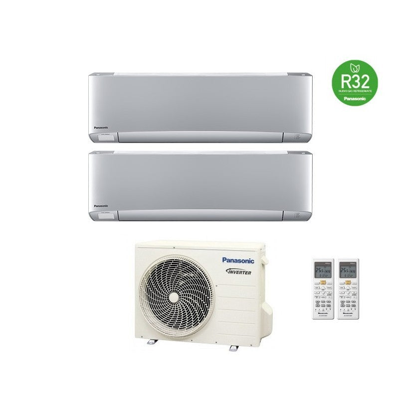 Condizionatore Climatizzatore Panasonic dual split inverter Etherea Silver R-32 Wi-Fi con Econavi 12000+12000 con CU-2Z50TBE