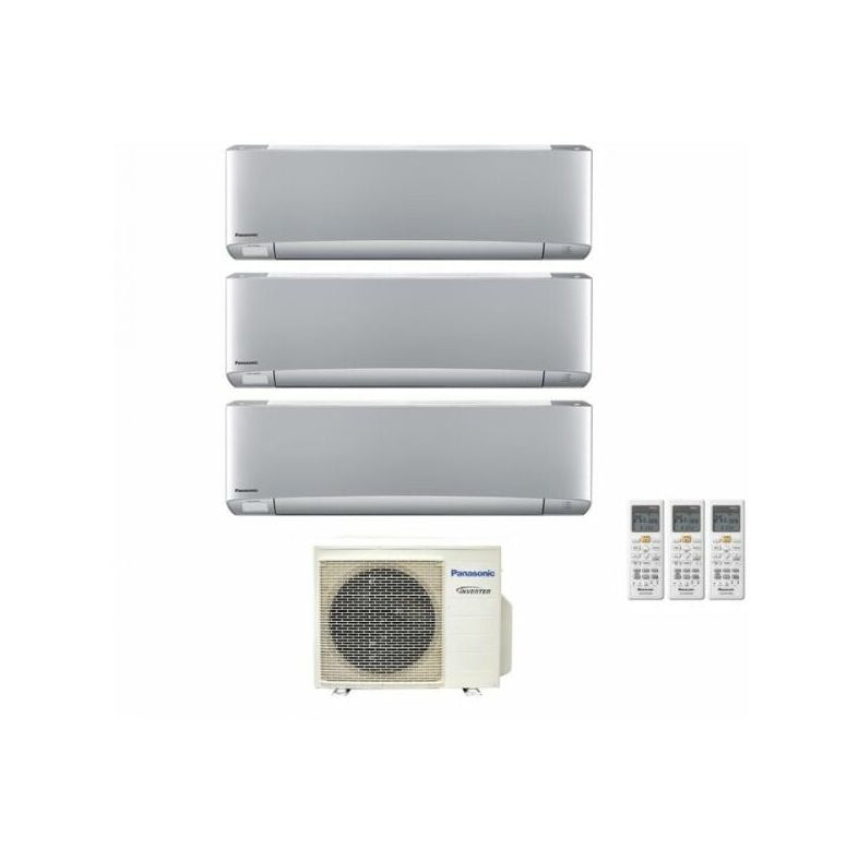 Condizionatore Panasonic trial split inverter Etherea Silver R-32 Wi-Fi 9000+9000+9000 Con CU-3Z52TBE