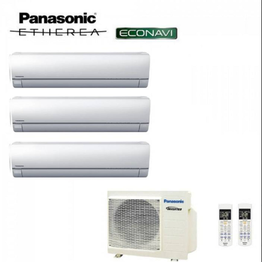 Condizionatore Climatizzatore Panasonic trial split inverter Etherea White R-32 Wi-Fi con Econavi 12000+12000+12000+CU-3Z68TBE