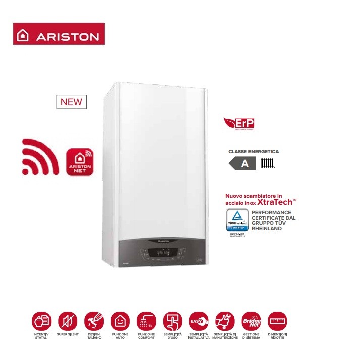 Caldaia A Condensazione Ariston Genus One+ Net 30 KW Metano Completa Dì Kit Per Scarico Fumi Wi-Fi Incluso