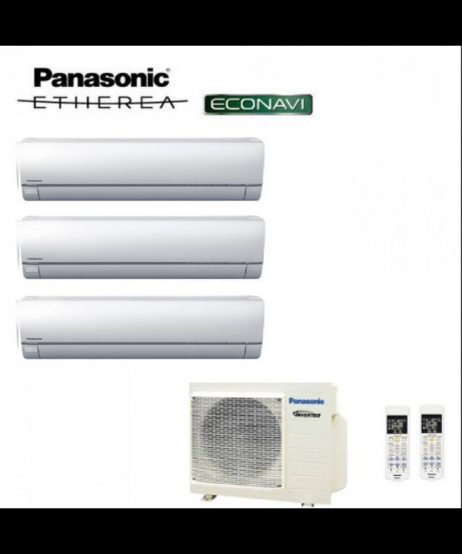Condizionatore Climatizzatore Panasonic trial split inverter Etherea White R-32 Wi-Fi Con Econavi 9000+9000+12000+CU-3Z68TBE