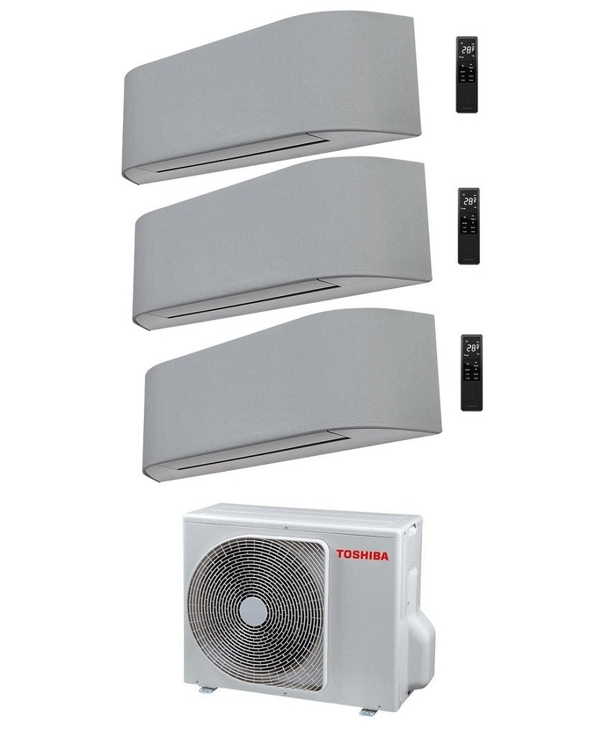 Condizionatore Climatizzatore Toshiba Trial Split Haori Grigio 10000+10000+10000 BTU R-32 Wi-Fi Integrato Con RAS-3M18U2AVG-E