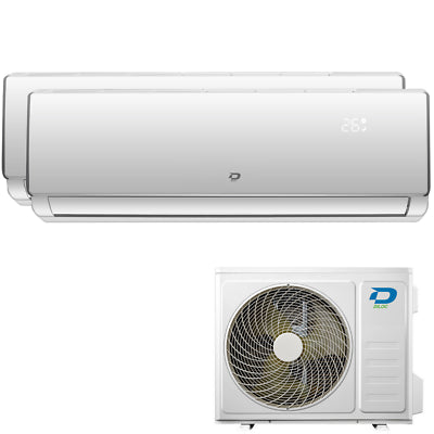 Condizionatore Climatizzatore Diloc Sky Dual Split Inverter R-32 9000+12000 BTU Con Esterna Dual 18 Wi-Fi Integrato