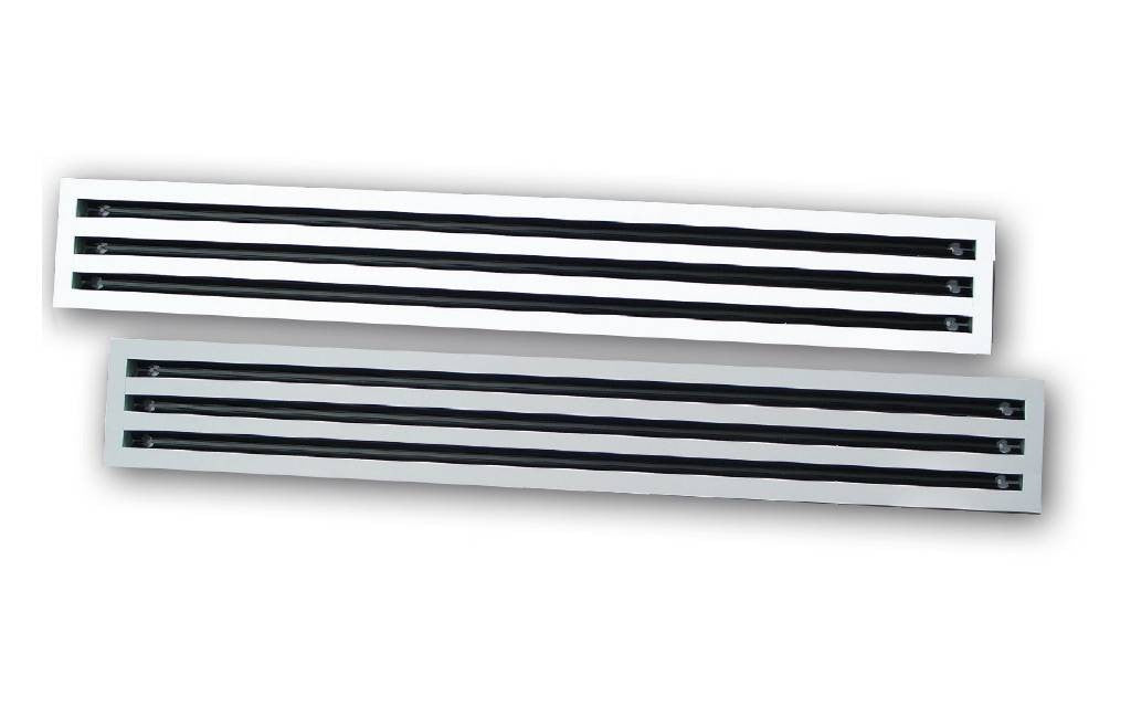 Diffuseurs linéaires à 3 fentes en aluminium anodisé ou blanc RAL9010 DLF10
