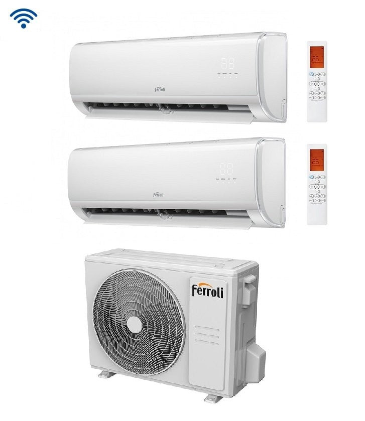 Condizionatore Climatizzatore Ferroli Dual Split Inverter Giada M 9000+12000 BTU Con 18-2 Wi-Fi Integrato Alexa e Google HOME