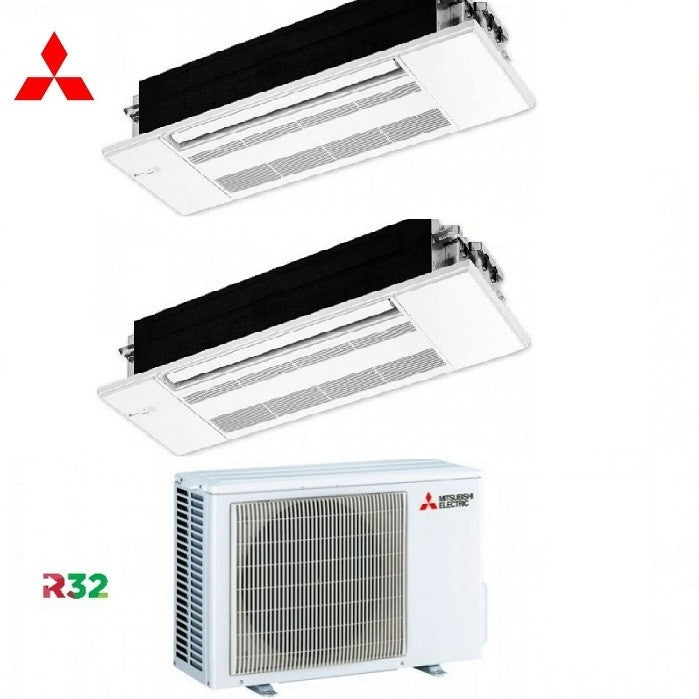 Condizionatore Climatizzatore Mitsubishi Electric Dual Split Cassetta 1 Via MLZ-KP 12000+18000 Con MXZ-2F53VF4