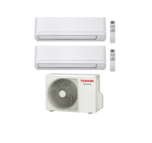Condizionatore Climatizzatore Toshiba Dual Split Seiya R-32 7000+7000 BTU Con RAS-2M14U2AVG-E Wi-Fi Optional