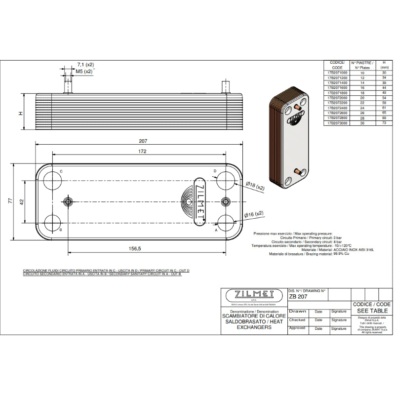 Scambiatore Sanitario Zilmet Compatibile Baxi 12 Piastre JJJ005686670