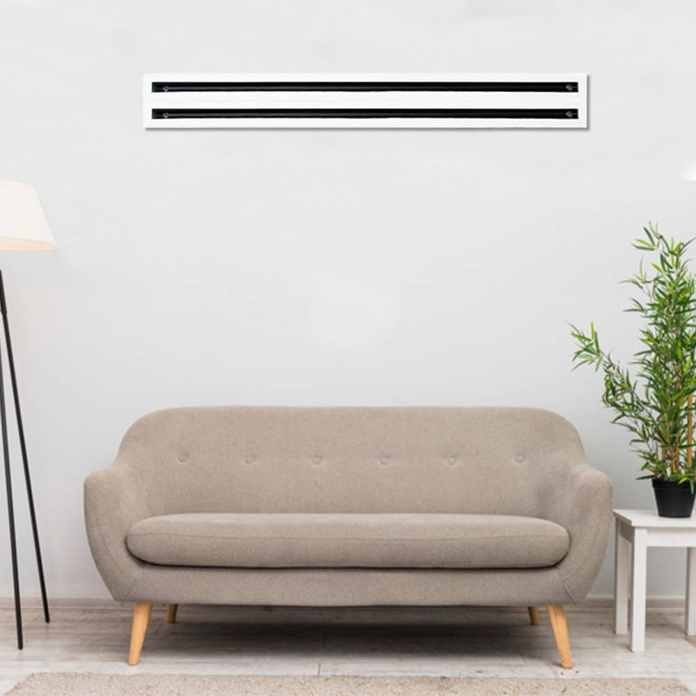 Diffusori Lineari a 2 Feritoie in Alluminio Anodizzato o Bianco RAL9010 DLF20 Con Deflettore