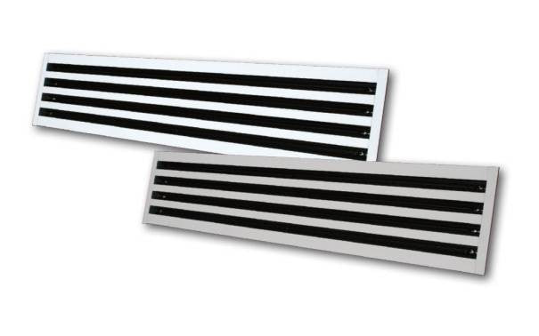 Diffuseurs linéaires à 4 fentes en aluminium anodisé ou blanc RAL9010 DLF20 avec déflecteur