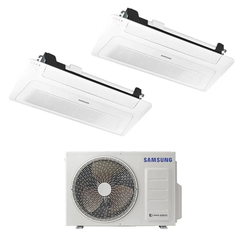 Condizionatore Climatizzatore Samsung Inverter Dual Split Cassetta a 1 Via Slim Windfree R-32 9000+12000 Con AJ050TXJ2KG