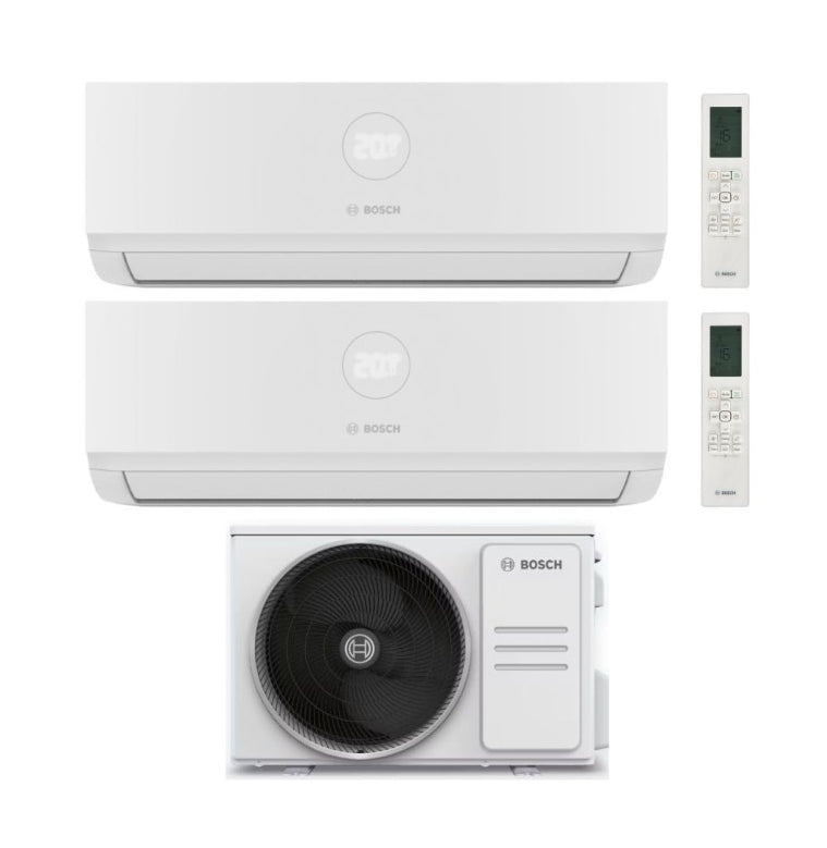 Condizionatore Climatizzatore Junkers Bosch Dual Split Inverter R-32 Serie Climate 7000i White 12000+12000 BTU Con 5000M 53/2 E Wi-Fi Integrato 12+12