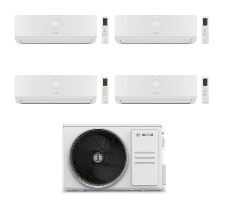 Condizionatore Climatizzatore Junkers Bosch Quadri Split Inverter R-32 Serie Climate 7000i White 9000+9000+9000+9000 BTU Con 5000M 82/4 E Wi-Fi Integrato 9+9+9+9