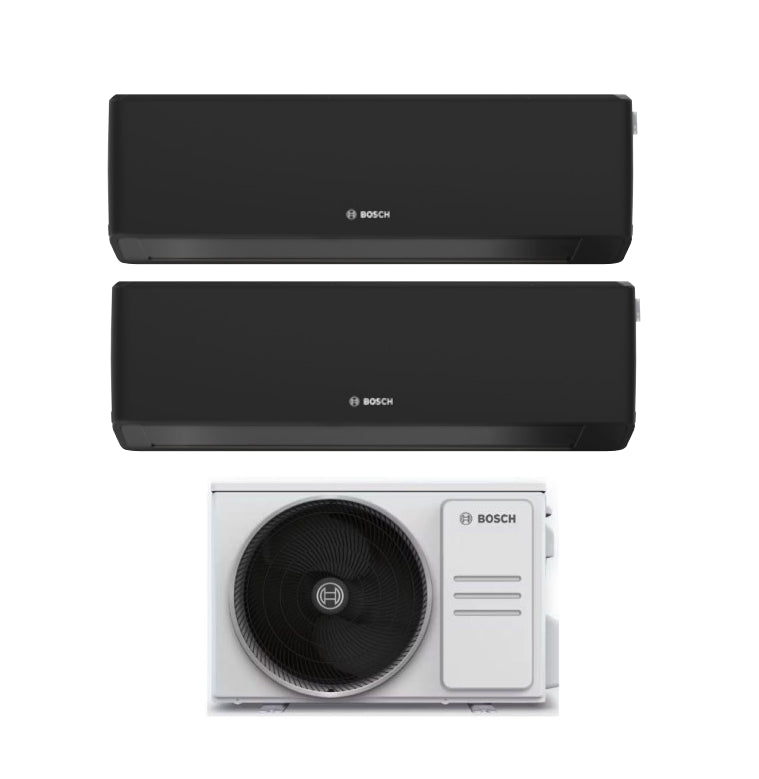 Climatiseur Junkers Bosch Dual Split Inverter R-32 Climate série 7000i Noir 7000+7000 BTU avec 5000M 41/2 et Wi-Fi intégré 7+7