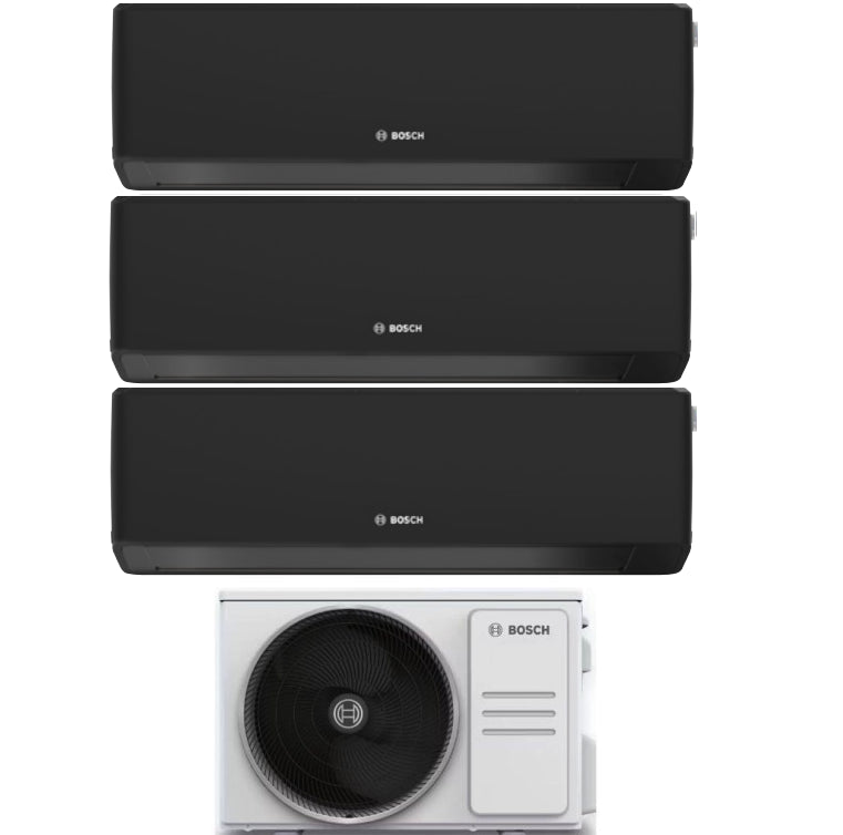 Climatiseur Junkers Bosch Trial Split Inverter R-32 Climate série 7000i Noir 7000+7000+7000 BTU avec 5000M 62/3 et Wi-Fi intégré 7+7+7