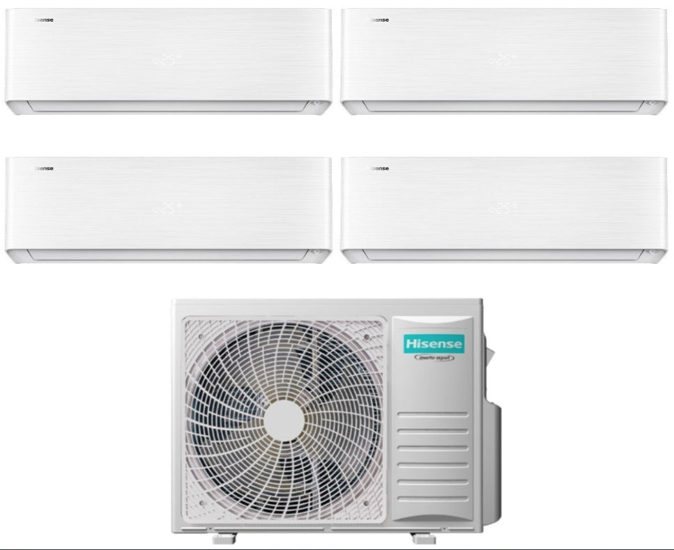 Climatiseur Hisense Quadri Split Inverter R-32 Energy Pro X Series 9000+9000+9000+9000 BTU avec Wi-Fi intégré 4AMW81U4RJC 9+9+9+9 