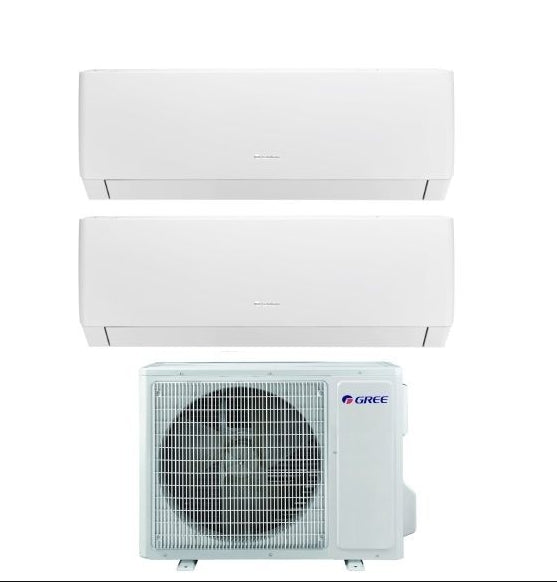 Climatiseur Gree Dual Split Inverter R-32, modèle Pular 9000+9000 BTU, Wi-Fi intégré, référence GWHD(18)NK6OO